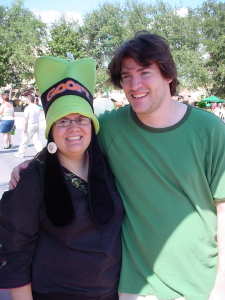 Alison and Noah with Goofy hat